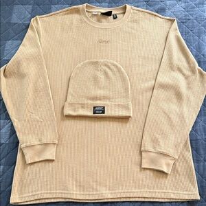 Tan WESC unisex Waffle Knit Shirt & hat